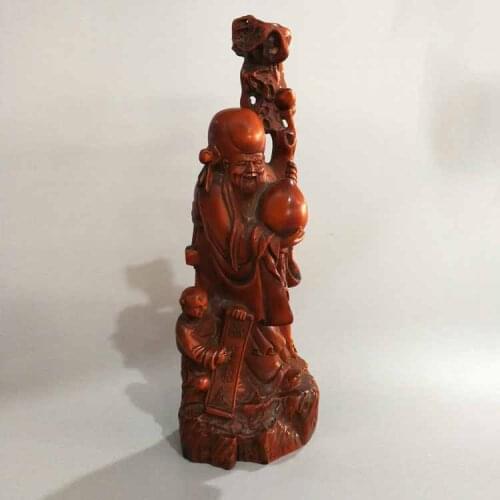 Antique wood carving hand-carved poplar Ornaments Birthday Peach Home Feng Shui