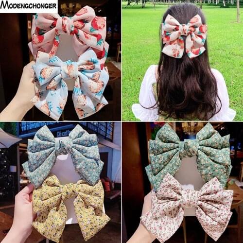 Big Hair Bow Ties Hair Clips Three Layer Butterfly Floral Hairpins Girls Cute Sweet Bowknot Hairpins Headwear Hair Accessories