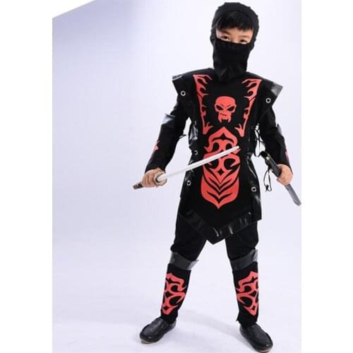 Without sword children boys cosplay Carnival Halloween party black swordsman Ninjago japanese ninja suit samurai warrior costume