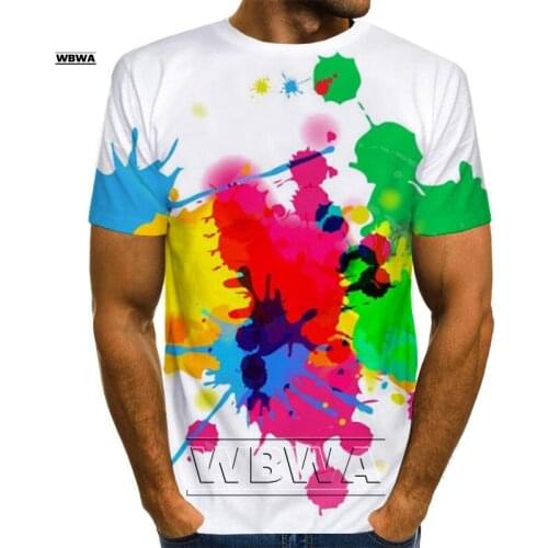 Mens color pigment T-shirt 3D printed rainbow tie dye T-shirt pattern top graphic splash paint unisex T-shirt
