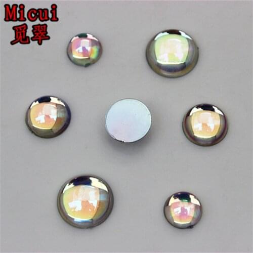 Micui 100pcs 8/10/12mm Round Opal Acrylic rhinestone applique Flatback Strass stones crystals for Wedding Decoration Craft SM660