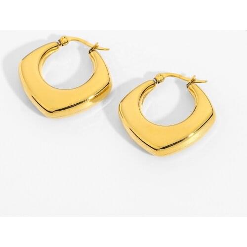 Minimalist 18K Gold Statement Irregular 316L Stainless Steel Vacuum Hoop Earrings For Women High Quality Earrings Gifts