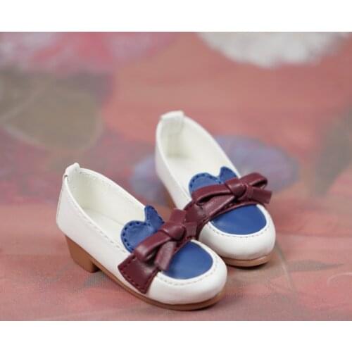 BJD doll shoes suitable for 1/3 1/4 MSDsize bowknot Japanese fashion shoes lazy little doug classic black and white high heels