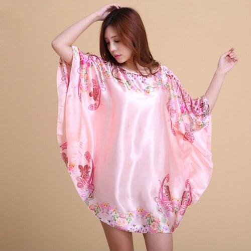 Ice Silk Pajama Sexy Lingerie Sexi Women Printed Fabric Satin Nightdress Erotic Underwear Ladies Dress Plus Size Loose Sleepwear