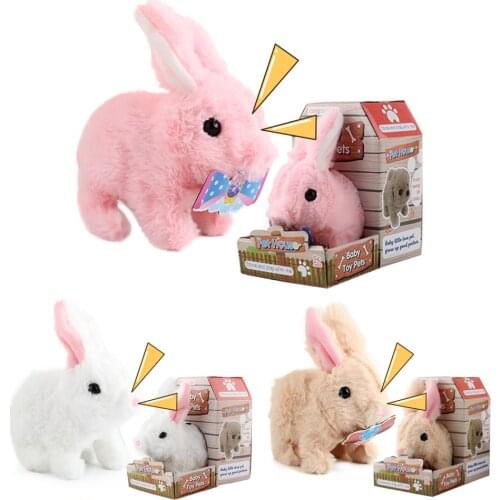 Plush Bunny Battery Operated Hopping Rabbit Interactive Toy for Children Boy Girls(random color of ears)