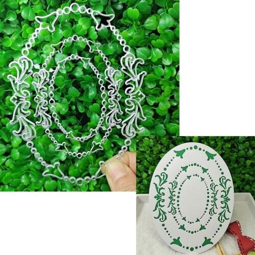 Suitable for Christmas metal DIY cutting die and 3D scrapbook album greeting card oval edge flower frame 2021 NEW