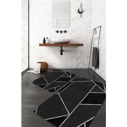 Stripes Smoked Black Bath Mat