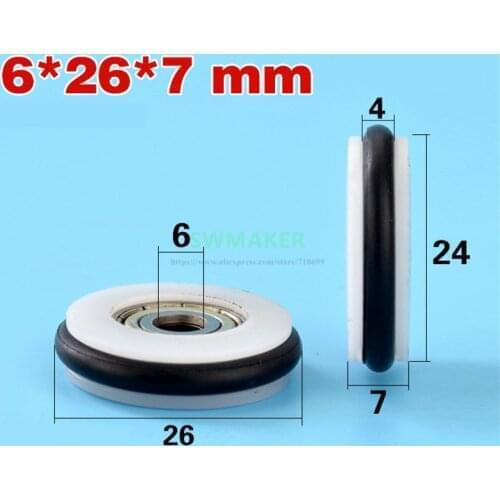 1pcs 6*26*7mm Buna-N rubber O rubber ring rubber roller, mute elasticity, 696 bearing pulley for blackboard/fishing tackle