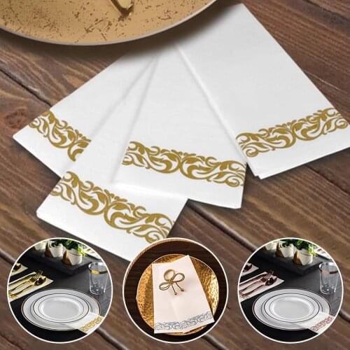 Table Paper Napkins Vintage Towel White Foil Gold Tissue Napkin Birthday Wedding Party Home Beautiful Decor 30*40CM