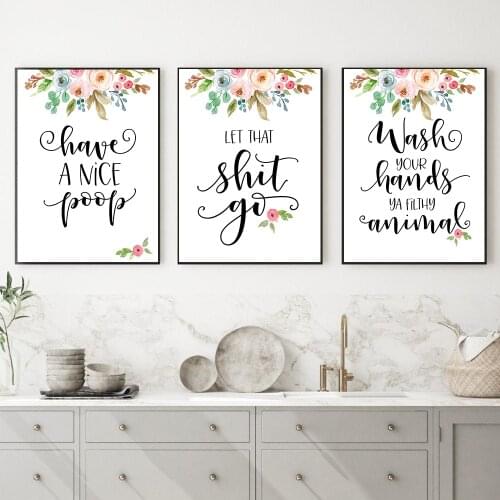 Funny Art Toilet Humorous Gift Poster Minimalist Bathroom Canvas Painting Have A Nice Poo Quote Wall Art WC Sign Home Decor