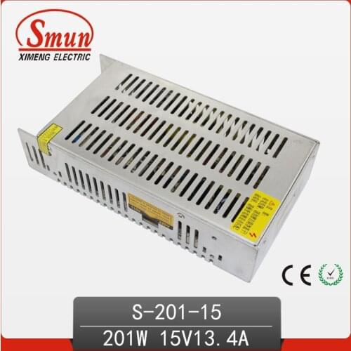 Smun 201W 15V 13.4A Single 15 volt Output Switching Power Supply for LED Strip Light Power Supply