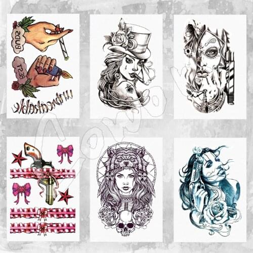 Lit cigarette 21x15cm Cool Waterproof Temporary Tattoo Stickers