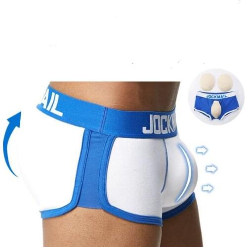 Sexy mens underwear boxers Penis bulge enhancing Padded boxer men butt hip enhancer cueca boxer Including removable push up cup
