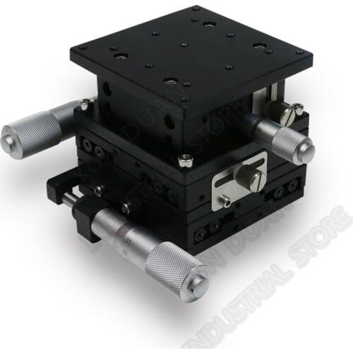 XYZ 3 Axis 80*80mm Trimming Station heavy load Manual Displacement Platform Double Cross Roller Guide Linear Stage Sliding Table