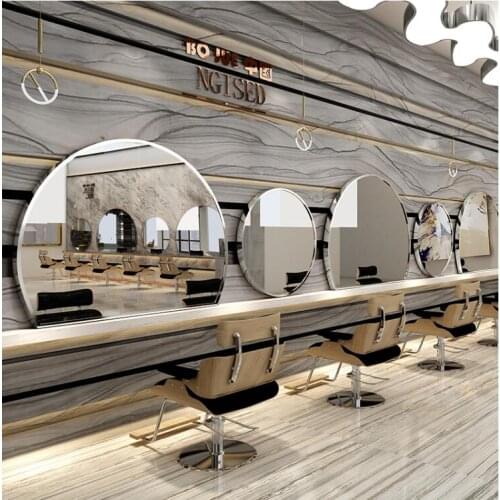 Barber shop hair salon special hair salon mirror table simple wall-mounted hair cutting mirror perm dyed mirror
