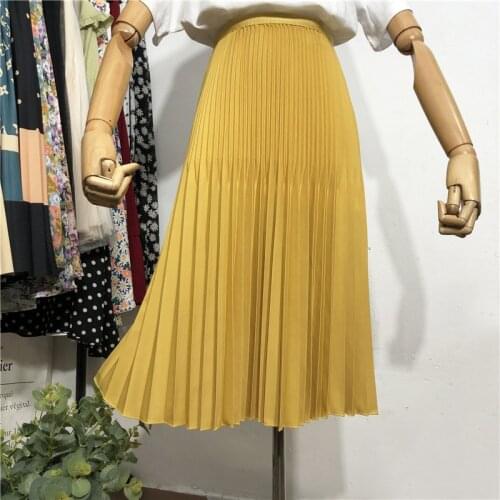 Summer French Elegant Organ Pleated Skirt Mid-Length Temperament Over-Knee Drape A-Line Big Swing Skirt Women