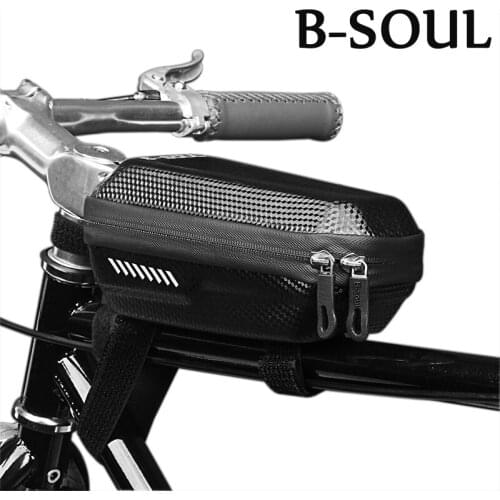 B-SOUL Bike Front Tube Frame Bag Hard Shell Waterproof 1.2L High Capacity Cycling storage repair tool Accessories pouch