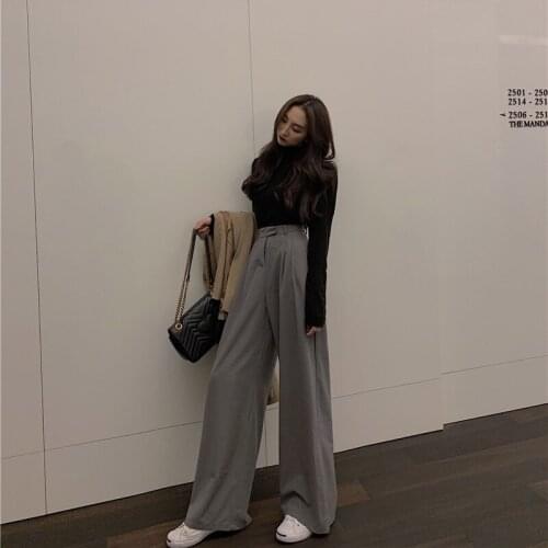 Heydress 170-175cm Spring Autumn Female Wide Leg Pants Women Long Pants Ladies High Quality Vintage Casual Straight Trousers