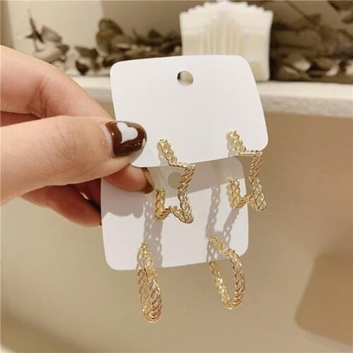 MENGJIQIA Fashion Gold Color Metal Hollow Star Heart Hoop Earrings For Women Girls Delicate Zircon Brincos Jewelry Gifts