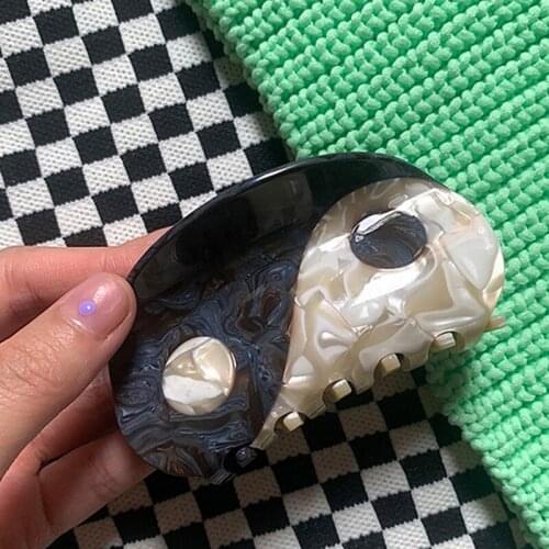 90s Aesthetic Acetate Yin Yang Hair Clips for Women Y2K Jewelry Vintage Goth Hairpins Hair Accessorie Egirl Fashion Friends Gift