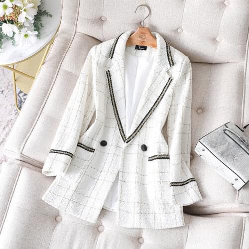 2021 New Spring And Autumn British Style Jacket Casual Plaid Small Suit Jacket Women Fashion Wild Plus Size Women Blazer