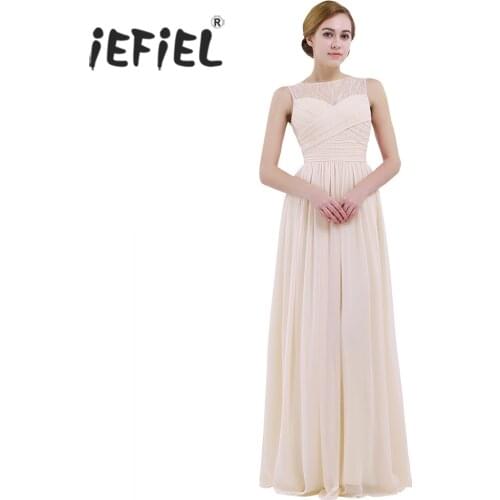 2018 Women Ladies Formal Dress for Wedding Chiffon Lace Formal Dress Long Evening Maxi Dresses for Vestidos Birthday Party Dress