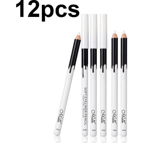 12Pcs White Eyeliner Pen Make Up Smooth Liner Pencil Eyes Eyebrow Long-lasting Cosmetics Eyeshadow Tool Highlight Waterproof