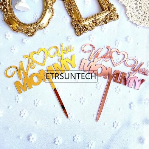 200pcs Best Mom Acrylic Cake Topper We Love You Mommy Cake Topper For Mothers Day Mum Birthday Party Cake Decorations