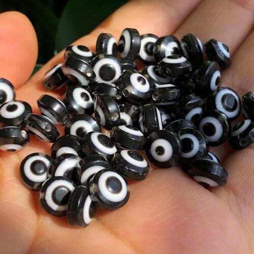 6/8/10mm Black Evil Eye Resin Beads Oval Round Spacer Loose Beads for Jewelry Making DIY Bracelet Doll Eyes Accessories