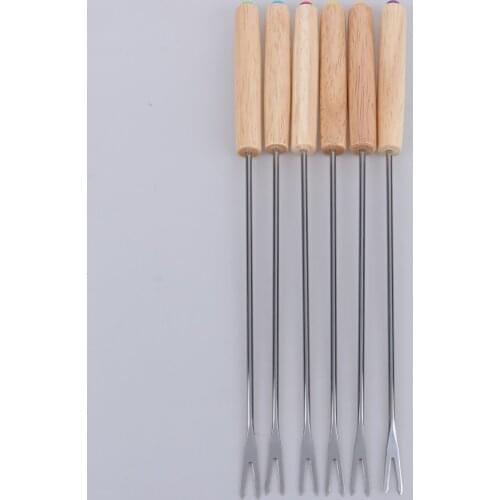 6Pcs Stainless Steel BBQ Grilling Skewers Forks For Outdoor Picnic Camping