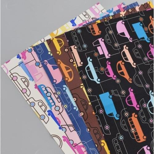 A4 Cars Printed PVC Leather Fabric Sewing Artificial Leather DIY Sewing Garment Handmade Materials