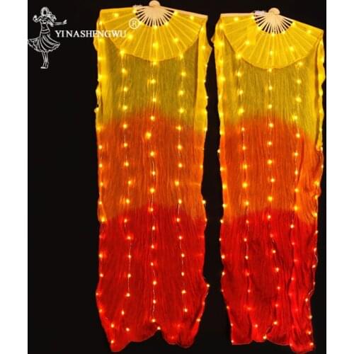 With Battery Belly Dance LED Fan Accessories Light LED Silk Fans Shiny Women LED Light 1 pair Belly Dance Veil Performance Props