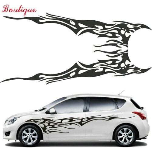 Car supplies double General Motors side body Vinyl Sticker flame large graphic decal DIY decoration 15cm-3.4cm and 60cm13.6cm