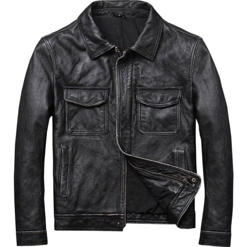 Free shipping.safari mens clothes,soft casual vintage Jacket,man genuine leather jacket.homme slim,young Simple