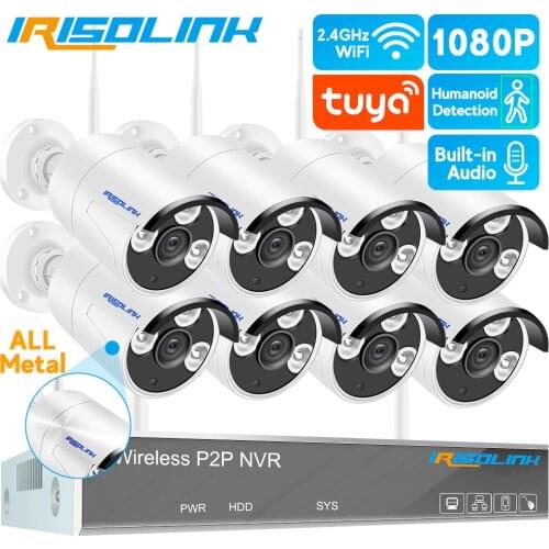 Irisolink Wireless 2MP CCTV System 8CH NVR Audio Record Outdoor P2P IP Security Camera Tuya Zigbee Wifi Video Surveillance Kit