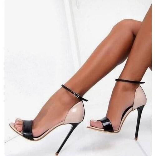 Sexy Mixed Colors Stiletto High Heels Open Toe Ankle Wraps Sandals Cut-out Gladiator Women Sandal Plus Size 10 Party Shoes