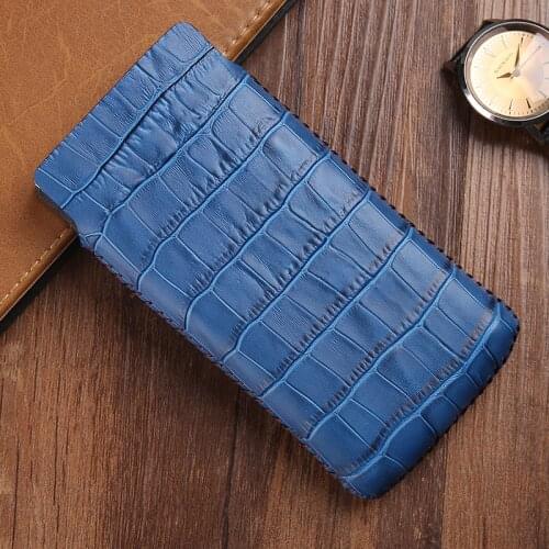 Real Leather Pull Sleeve Pouch Phone Case for iPhone X XR XS 11 Pro MAX 5.8 6.1 6.5 Genuine Cowhide Crocodile Grain Wallet Bags