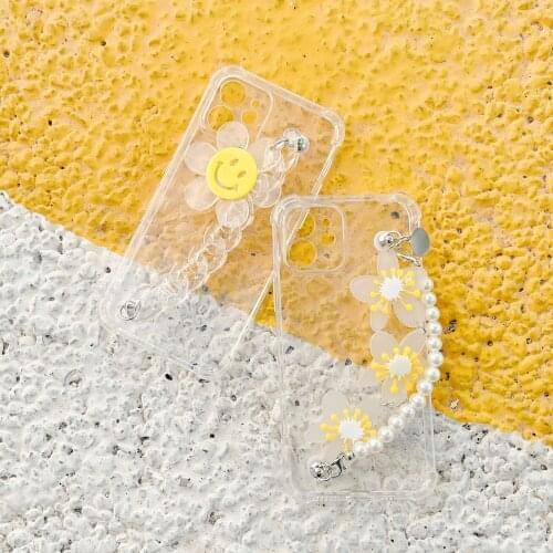 Transparent Shockproof Flowers Bracelet Case For Samsung Galaxy S6 S7 Edge S8 S9 S10 S20 S21 Ultra FE Note 8 9 10 lite 20 Plus