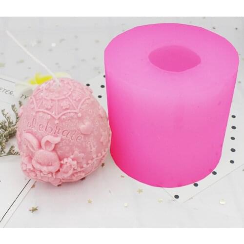 DIY 3D Eggs Rabbit Easter Bunny Handmade Silicone Soap Easter Egg Rabbit Mould Candle Cake Decoration Chocolate Mold Baking Tool