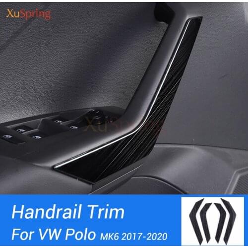 For Volkswagen VW Polo 2017 2018 2019 2020 AW Car Interior Door Handrail Trim Garnish Strips Cover Styling Stickers