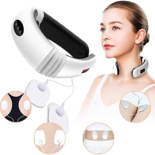Electric pulse neck massager traction Cervical Collar pain relief by therapy stimulator Guasha suction cup acupuncture