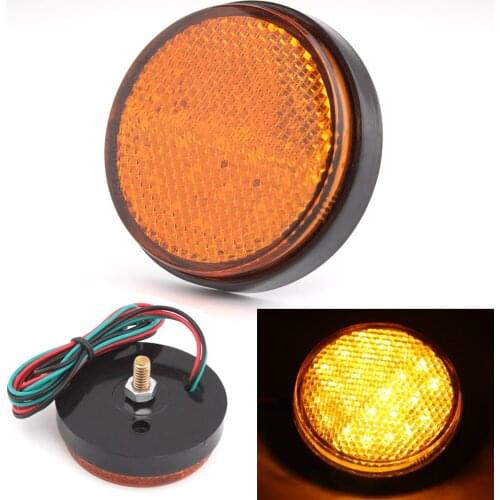 6cm Round Bumper Reflector LED Tail Brake Stop Light Universal For Motorcycle Car Pickup Truck Trailer RV SUV