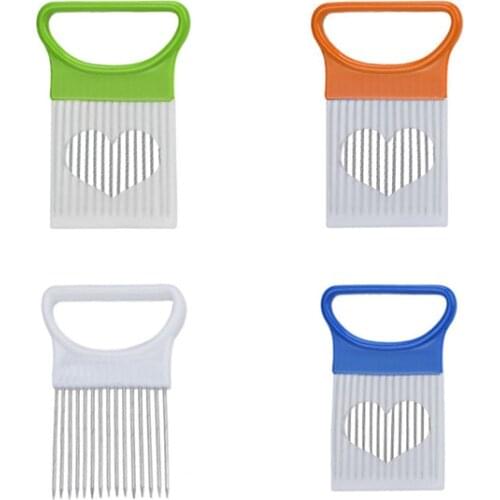 1 PCS Stainless Steel Onion Cutter Safe Aid Holder Tomato Vegetables Slicer High Quality Kitchen Gadgets Accessories Tools