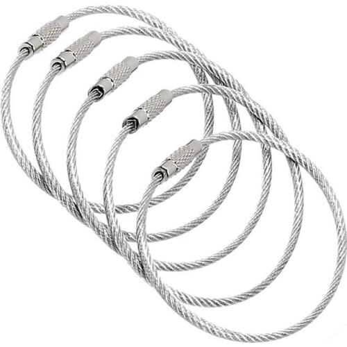 20-Pack-Silver Ultra Tough Stainless Steel String Wire Luggage Tags Loop Key Rings