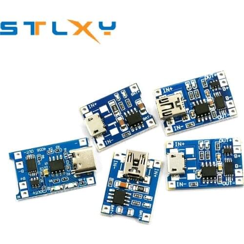 5PCS TP4056 +Protection Dual Functions 5V 1A Micro USB 18650 Lithium Battery Charging Board Charger Module TYPE-C Connector