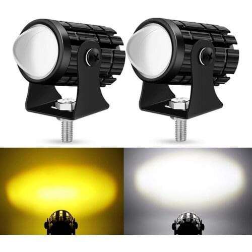 Super Bright Motorcycle Headlights Lens LED Moto Bike Light Headlight Driving Fog Spotlights Car Lamps 3000K yellow 6000K white