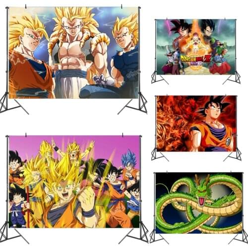 Dragon Ball Anime Vinyl Photography Backgrounds Print Goku Photo Backdrops Wall Decorations for Child Birthday Party Props Walls