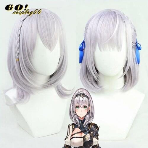 VTuber Shirogane Noel Wig Hololive Fantasy Youtuber Girls Cosplay Short Mullet Straight Heat Resistant Hair Diluc