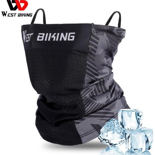 WEST BIKING Summer Bandana Ice Silk Anti-UV Cycling Sports Scarf Unisex High Elastic Breathable Soft Neck Gaiter Bike Headwear