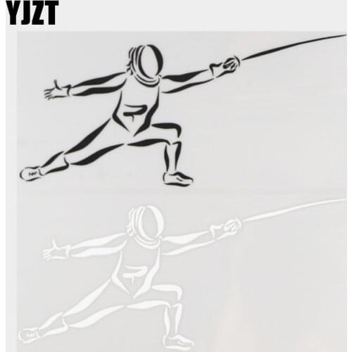 YJZT 18.6×8.5CM Fencing Competition Athlete Pattern High Quality Vinyl Decal Car Sticker Black/Silver 20A-0367